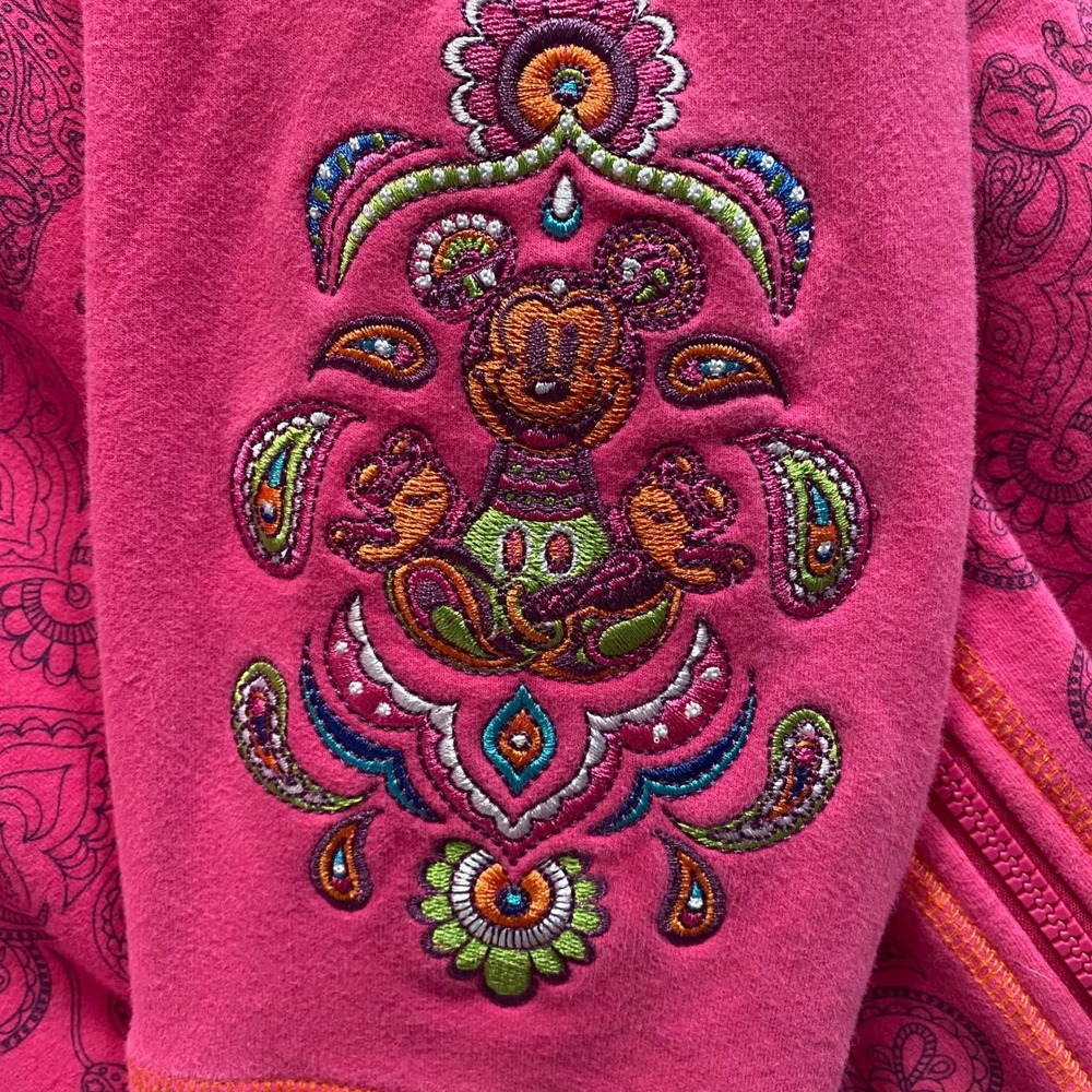 Vintage Disney Parks Embroidered Mickey Mouse Women's Jacket Sweatshirt Large
